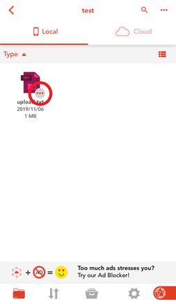 ファイル・フォルダーのメニューアイコンをタップ